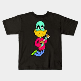 skull cartoon playing guitar Kids T-Shirt